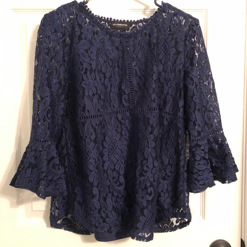 Navy Lace Top